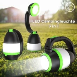 B.K.Licht - LED Kampeerlamp - Zaklamp - 3 In 1 Zaklantaarn Voor Kinderen - Tafellamp - Tentlamp - Opvouwbaar - Zwart Groen - 140 Lumen - IP20 -Buiten Kamperen 1200x1200 2180