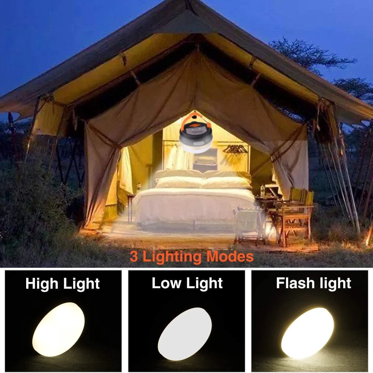 Albrillo Campinglamp LED 2 Stuks Campinglantaarn USB Oplaadbaar Campinglicht, 3 Modi Waterdicht Met 1800mAh Powerbank LED Campinglantaarn Tentverlichting Voor Vissen, Wandelen, Kamperen, Noodgevallen 9 Albrillo Campinglamp LED 2 Stuks Campinglantaarn USB Oplaadbaar Campinglicht, 3 Modi Waterdicht Met 1800mAh Powerbank LED Campinglantaarn Tentverlichting Voor Vissen, Wandelen, Kamperen, Noodgevallen - Afbeelding 7