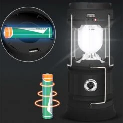 Merkloos Xtraworks - Multifunctionele Solar LED Campinglamp Met Handvatten - IPX 45 Waarde, USB-lader En Powerbank - Mat Zwart -Buiten Kamperen 1200x1200 2237