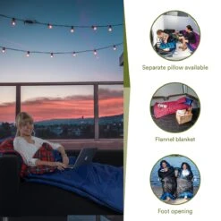 Skandika Dundee Flannel-L Slaapzak – Mummmieslaapzakken – Slaapzakken Volwassen - Maat M – Unisex - Katoen, Luxe Kwaliteit, Dubbele Slaapzak, 3 Seizoenen, Tot -20°C - 220 X 80 Cm - Outdoor Kampeerslaapzak – Ritssluiting Links - Zwart/blauw -Buiten Kamperen 1200x1200 233