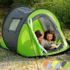 Pop Up Tent Waterkolom 1500 Mm/Cm² - Blauw - 2 Persoons -Buiten Kamperen 1200x1200 24