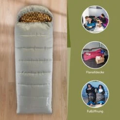 Skandika Dundee Flannel-R Slaapzak – Slaapzakken – Slaapzakken Volwassen - Maat M – Unisex - Katoen, Luxe Kwaliteit, Dubbele Slaapzak, 3 Seizoenen, Tot -20°C - 220 X 80 Cm - Outdoor Kampeerslaapzak – Ritssluiting Rechts - Grijs/geel -Buiten Kamperen 1200x1200 369