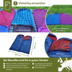 Skandika Dundee Flannel-R Slaapzak – Slaapzakken – Slaapzakken Volwassen - Maat M – Unisex - Katoen, Luxe Kwaliteit, Dubbele Slaapzak, 3 Seizoenen, Tot -20°C - 220 X 80 Cm - Outdoor Kampeerslaapzak – Ritssluiting Rechts - Grijs/geel -Buiten Kamperen 1200x1200 370