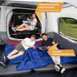 Skandika Pitea XL CROSS Tent – Koepeltenten - Autotent – Campingtent Voor SUV, Caddy, Auto, CUV - Voor Max. 4 Personen – Vrijstaand – Met/zonder Slaapcabine – Max. Stahoogte 230 Cm – 3000mm Waterkolom - 475 X 290 X 230 Cm (LxBxH) – Kamperen - Grijs -Buiten Kamperen 1200x1200 38