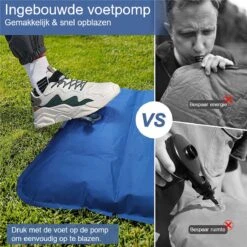 Hikr® Slaapmat 10cm+ Dikte - Comfortabel Luchtmatras - Zelfopblazend Met De Voet - TPU+40D Nylon - Slaapmatje Eenpersoons En Uit Te Breiden Tot Tweepersoons - Slaapmat Met Ingebouwde Pomp -Buiten Kamperen 1200x1200 395