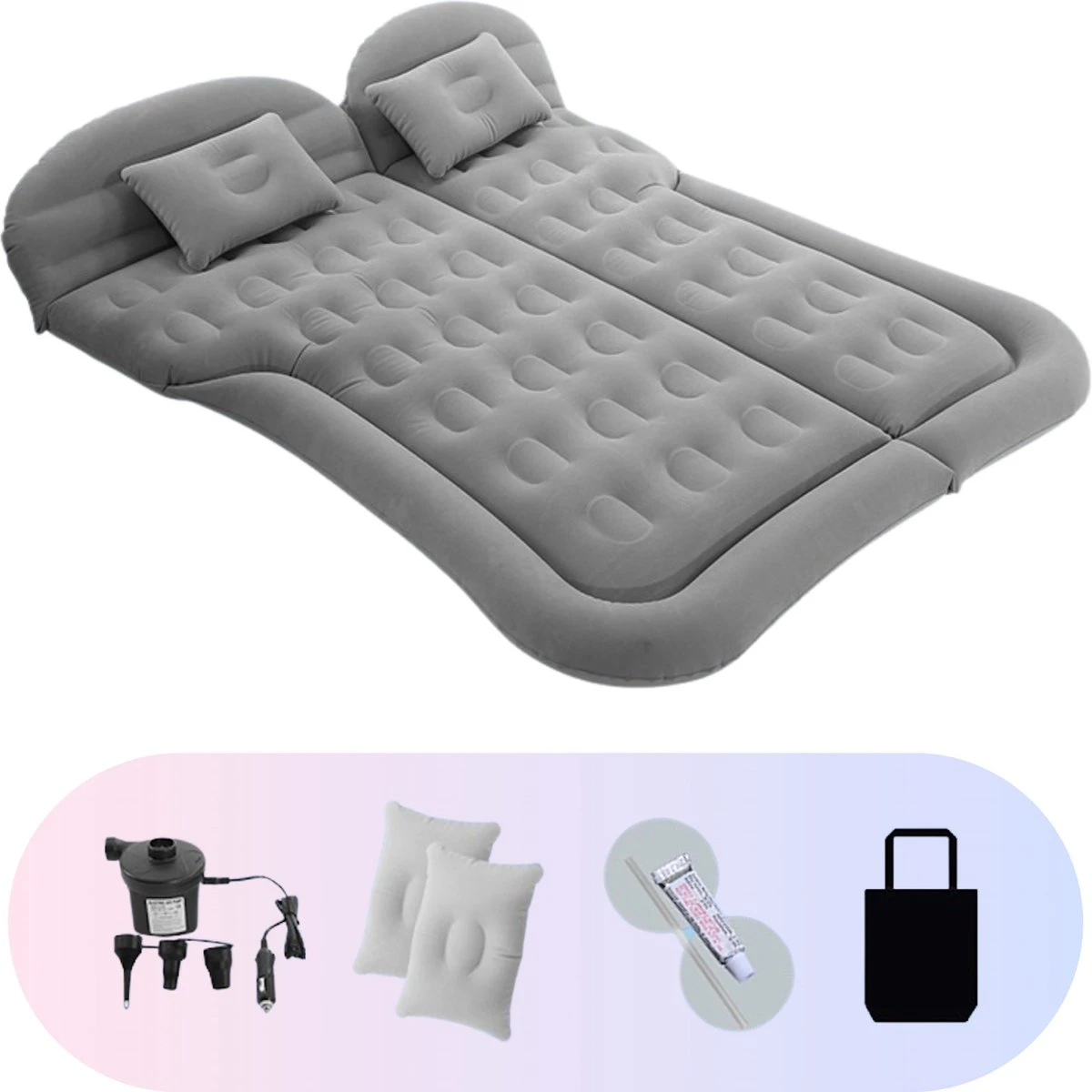 Opblaasbaar Auto Matras - Auto Luchtbed Grijs - Achterbank En Achterbak - Tweepersoons 3-in-1 Universeel Automatras - Inclusief Elektrische Pomp En Accessoires - Kampeer Luchtbed Voor Reizen 3 Opblaasbaar Auto Matras - Auto Luchtbed Grijs - Achterbank En Achterbak - Tweepersoons 3-in-1 Universeel Automatras - Inclusief Elektrische Pomp En Accessoires - Kampeer Luchtbed Voor Reizen