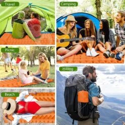 LVNRIDS Isomat, Zelfopblazend, Ultralicht, Luchtmatras, Camping, Zelfopblaasbaar, Opblaasbaar Matras, 3,9 Inch Dik, Met Voetperspomp En Kussen, Voor Camping, Reizen, Outdoor, Wandelen, Strand, Oranje -Buiten Kamperen 1200x1200 503