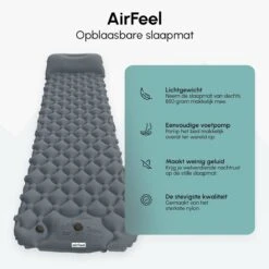 AirFeel Opblaasbaar Slaapmatje - Ingebouwde Pomp En Kussen - Lichtgewicht - 196 X 60 X 6cm - Gray -Buiten Kamperen 1200x1200 525