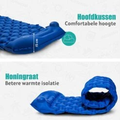TRVLMORE Slaapmat - Zelfopblazend - 1 Persoons - Ingebouwde Pomp En Kussen - Blauw -Buiten Kamperen 1200x1200 551