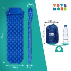 TRVLMORE Slaapmat - Zelfopblazend - 1 Persoons - Ingebouwde Pomp En Kussen - Blauw -Buiten Kamperen 1200x1200 553