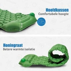 TRVLMORE Slaapmat - Zelfopblazend - 1 Persoons - Ingebouwde Pomp En Kussen - Groen -Buiten Kamperen 1200x1200 567