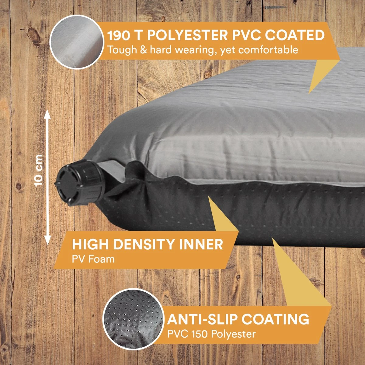 Skandika Easy Single Zelfopblaasbaar Slaapmat – Slaapmat – Slaapmat Zelfopblazend – Logeerbed – Polyester, PVC - Premium Zelfopblazend Luchtbed, Antislip-materiaal, Ideaal Voor Camping – Outdoor, Camping – Kamperen – 196 X 60 X 10 Cm – 3.2kg - Grijs 10 Skandika Easy Single Zelfopblaasbaar Slaapmat – Slaapmat – Slaapmat Zelfopblazend – Logeerbed – Polyester, PVC - Premium Zelfopblazend Luchtbed, Antislip-materiaal, Ideaal Voor Camping – Outdoor, Camping – Kamperen – 196 X 60 X 10 Cm – 3.2kg - Grijs - Afbeelding 8