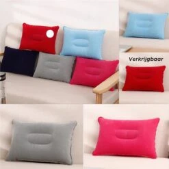 Reiskussen - Opblaasbaar Kampeer Kussen – Hippyfy – Strand Kussen - Zachte Lounge Kussen - Festival Kussen – Picknick Kussen - Vliegtuig Kussen – Hoofdkussentje - Kamperen – Op Reis – Opblaasbare Kussentje – Donker Roze -Buiten Kamperen 1200x1200 607