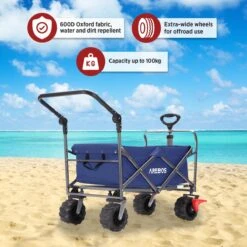 AREBOS Handkar | Transportwagen | Apparatuurwagen | Opvouwbaar | Duwstang| Blauw -Buiten Kamperen 1200x1200 640