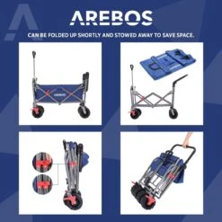 AREBOS Handkar | Transportwagen | Apparatuurwagen | Opvouwbaar | Duwstang| Blauw -Buiten Kamperen 1200x1200 642