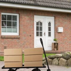 Relaxdays Bolderkar Tuin - Platte Tuinwagen - Luchtbanden - 200 Kg - Transportkar - Staal -Buiten Kamperen 1200x1200 644