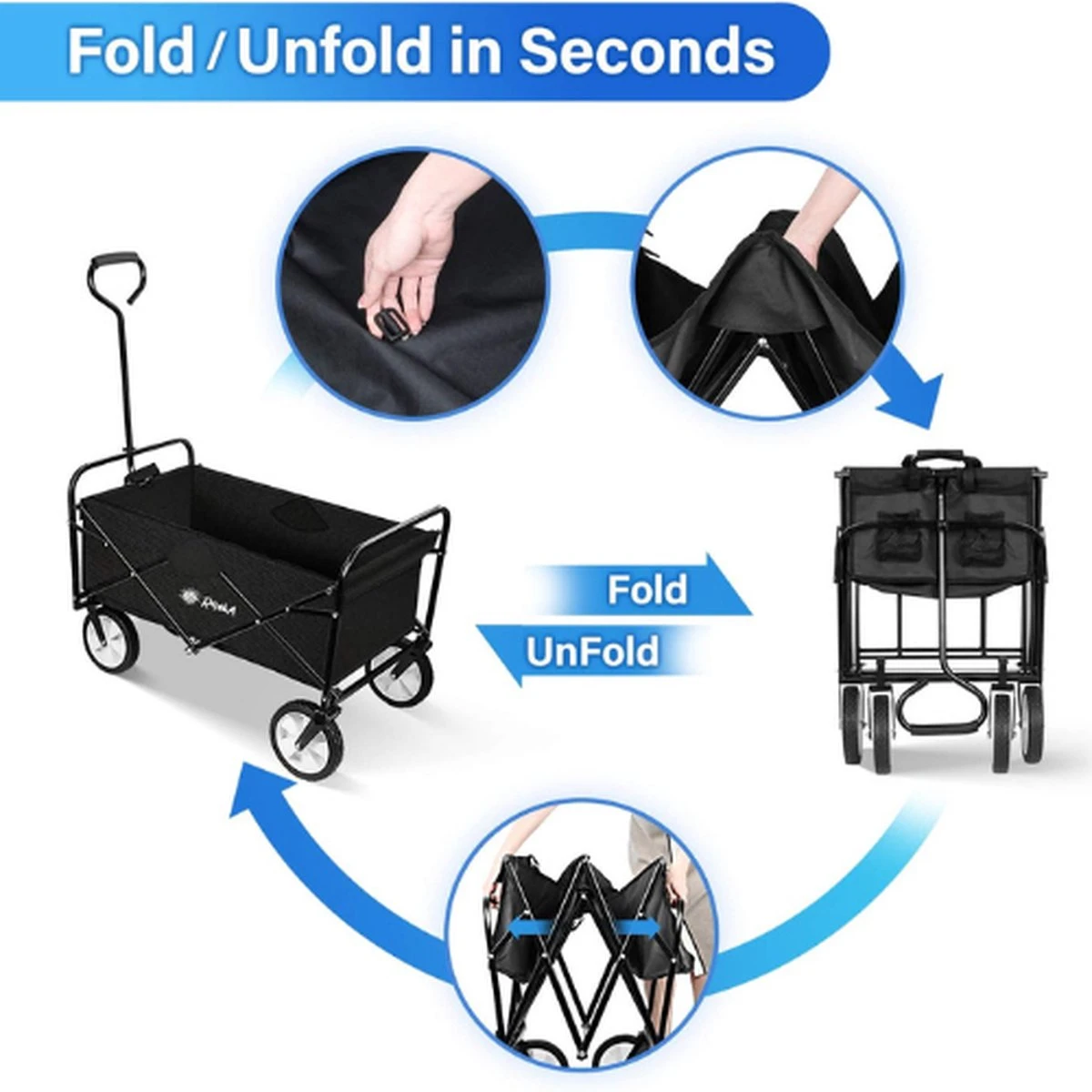 Rijoka Opvouwbare Bolderkar/Bolderwagen Rood 6 Rijoka Opvouwbare Bolderkar/Bolderwagen Rood - Afbeelding 4