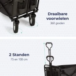 LifeGoods Bolderkar - Opvouwbaar - Draaibare Wielen - 2 Standen - 70KG Draagkracht - Grijs -Buiten Kamperen 1200x1200 674
