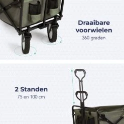 LifeGoods Bolderkar - Opvouwbaar - Draaibare Wielen - 2 Standen - 70KG Draagkracht - Groen -Buiten Kamperen 1200x1200 686