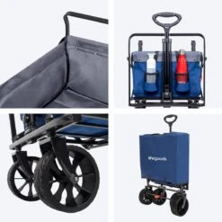 LifeGoods Bolderkar - Opvouwbaar - Tot 120KG - 103L - Extra Draagtas En Duwstang - Wasbaar Polyester - 98x45cm - Blauw/Grijs -Buiten Kamperen 1200x1200 699