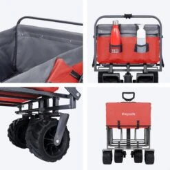 LifeGoods Bolderkar - Opvouwbaar - Tot 80KG - 94L - Wasbaar Polyester - 98x45cm - Rood/Grijs -Buiten Kamperen 1200x1200 713