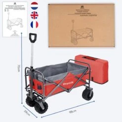 LifeGoods Bolderkar - Opvouwbaar - Tot 80KG - 94L - Wasbaar Polyester - 98x45cm - Rood/Grijs -Buiten Kamperen 1200x1200 716