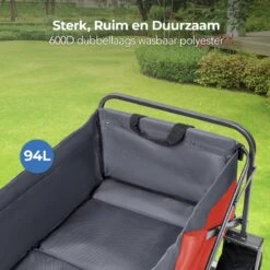 LifeGoods Bolderkar - Opvouwbaar - Tot 80KG - 94L - Wasbaar Polyester - 98x45cm - Rood/Grijs -Buiten Kamperen 1200x1200 717