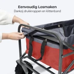 LifeGoods Bolderkar - Opvouwbaar - Tot 80KG - 94L - Wasbaar Polyester - 98x45cm - Rood/Grijs -Buiten Kamperen 1200x1200 718