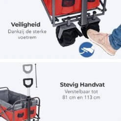 LifeGoods Bolderkar - Opvouwbaar - Tot 80KG - 94L - Wasbaar Polyester - 98x45cm - Rood/Grijs -Buiten Kamperen 1200x1200 721