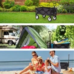 LifeGoods Bolderkar - Opvouwbaar - Draaibare Wielen - 2 Standen - 70KG Draagkracht - Zwart -Buiten Kamperen 1200x1200 725