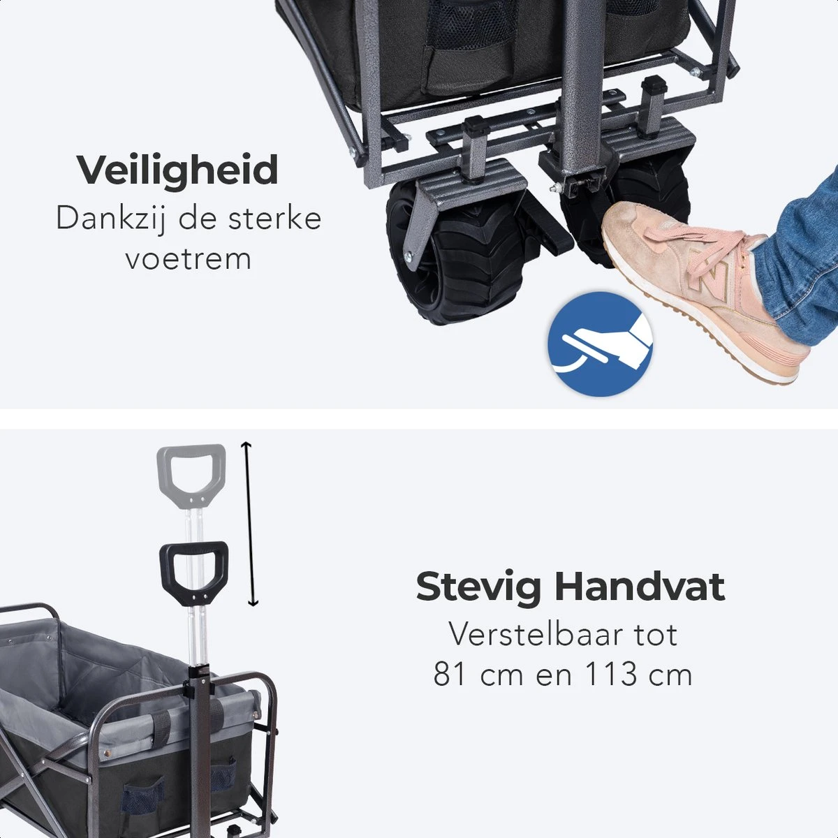 LifeGoods Bolderkar - Opvouwbaar - Tot 80KG - 94L - Wasbaar Polyester - 98x45cm - Zwart/Grijs 11 LifeGoods Bolderkar - Opvouwbaar - Tot 80KG - 94L - Wasbaar Polyester - 98x45cm - Zwart/Grijs - Afbeelding 9