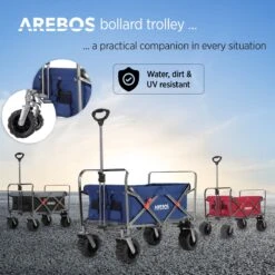 AREBOS Handkar | Transportwagen | Apparatuurwagen | Opvouwbaar | Blauw -Buiten Kamperen 1200x1200 762