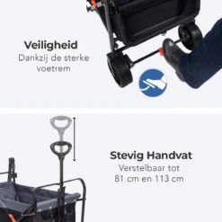 LifeGoods Bolderkar - Opvouwbaar - Tot 120KG - 103L - Extra Draagtas En Duwstang - Wasbaar Polyester - 98x45cm - Zwart/Grijs -Buiten Kamperen 1200x1200 784