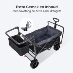 LifeGoods Bolderkar - Opvouwbaar - Tot 120KG - 103L - Extra Draagtas En Duwstang - Wasbaar Polyester - 98x45cm - Zwart/Grijs -Buiten Kamperen 1200x1200 785