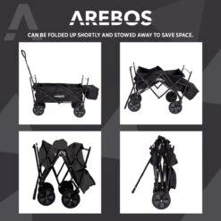 AREBOS Handwagen Vouwbare Dak Handwagen Vouwbare Trolley Uitrustingswagen Zwart -Buiten Kamperen 1200x1200 794