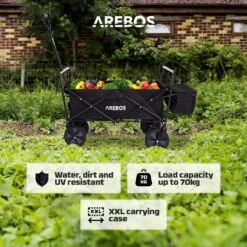 AREBOS Handwagen Vouwbare Dak Handwagen Vouwbare Trolley Uitrustingswagen Zwart -Buiten Kamperen 1200x1200 797