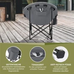 Skandika Moonchair Sirkka – Campingstoelen – Klapstoel – Vouwstoel – Kampeerstoel - Grote, Comfortabele, Campingstoel Opvouwbaar, Gepolsterd, Koelvak, Drinkhouder, Draaggreep En Draagtas, Antislipvoetjes - Max. 150 Kg – Zwart/grijs 12 Skandika Moonchair Sirkka – Campingstoelen – Klapstoel – Vouwstoel – Kampeerstoel - Grote, Comfortabele, Campingstoel Opvouwbaar, Gepolsterd, Koelvak, Drinkhouder, Draaggreep En Draagtas, Antislipvoetjes - Max. 150 Kg – Zwart/grijs -Buiten Kamperen 1200x1200 889