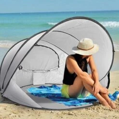 Deryan Luxe Pop Up Strandtent XXL - Anti-UV 50+ - Zilver -Buiten Kamperen 1200x1200 90