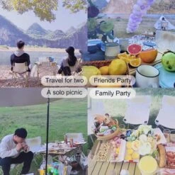 Buxibo - Lichtgewicht Vouwbare Campingtafel - Inklapbaar - Vis/Tuin/Picknick Tafel - Kamperen - Met Opberghoes - Aluminium - Grijs -Buiten Kamperen 1200x1200 901