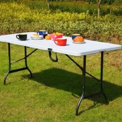 Casaria Tuintafel Opvouwbaar – Met Draaggreep 220x70 Cm – Wit -Buiten Kamperen 1200x1200 921