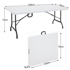 Casaria Tuintafel Opvouwbaar – Met Draaggreep 220x70 Cm – Wit -Buiten Kamperen 1200x1200 923