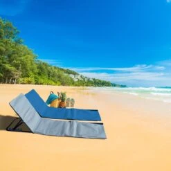 Strandmat Opvouwbaar Met Schouderband - Strandstoel Grijs 145x47x52 -Buiten Kamperen 1200x1200 959