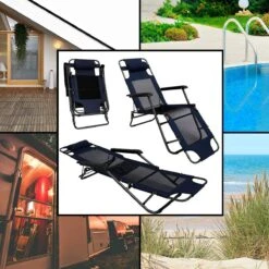 Ligstoel 180x60cm - Opvouwbaar Campingstoel Ligbed Strandstoel Tuinstoel Vouwligstoel Blauw -Buiten Kamperen 1200x1200 995