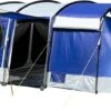 Skandika Montana 8 Sleeper Tent – Tunneltent – 8 Persoons Familietent - Campingtent – Sleeper Technology (2 Tot 4 Extra Donkere Slaapcabines) – Ingenaaide Tentvloer - Muggengaas – 700 X 310 X 200 Cm (LxBxH) – 5000mm Waterkolom – Kamperen – Blauw/wit -Buiten Kamperen 1200x472
