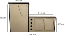 Camper Keuken MDF - Linkerkant EU - Inclusief Kledingstang + Wijnrek - Onbewerkt - Inbouw Kasten Inrichting Kampeerauto Caravan -Buiten Kamperen 1200x663