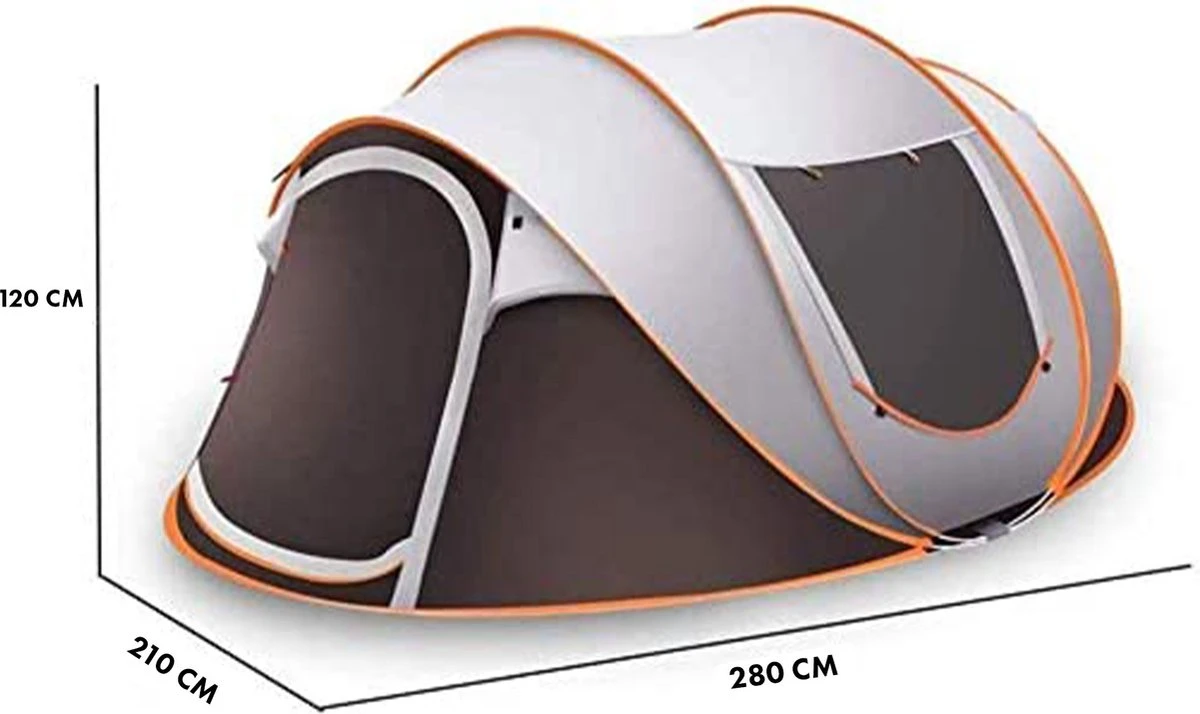 Fly Lab Luxe Pop Up Tent - Kampeer Tent - Grijs/Oranje - 4 Persoons 13 Fly Lab Luxe Pop Up Tent - Kampeer Tent - Grijs/Oranje - 4 Persoons - Afbeelding 11