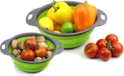 Buxibo - 3-Delige Keuken Vergiet Set Inklapbaar Groen/Grijs -Buiten Kamperen 1200x736 2