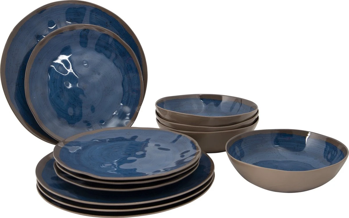 Bo-Camp Tableware Halo - Campingbord - 12-Delig - Blauw 3 Bo-Camp Tableware Halo - Campingbord - 12-Delig - Blauw