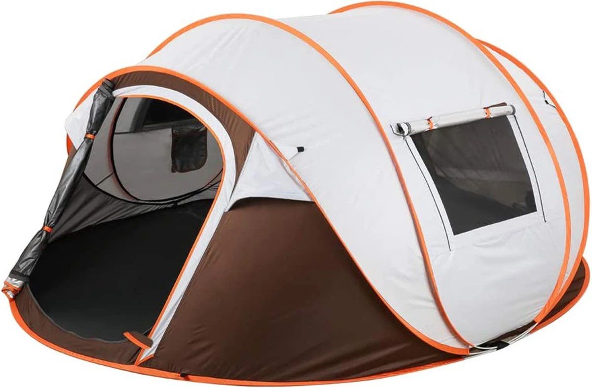 Fly Lab Luxe Pop Up Tent - Kampeer Tent - Grijs/Oranje - 4 Persoons 3 Fly Lab Luxe Pop Up Tent - Kampeer Tent - Grijs/Oranje - 4 Persoons
