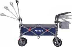AREBOS Premium Steekwagen Met Dak Opvouwbare Tuinkar Handkar Bolderkar Blauw / Grijs -Buiten Kamperen 1200x787 4